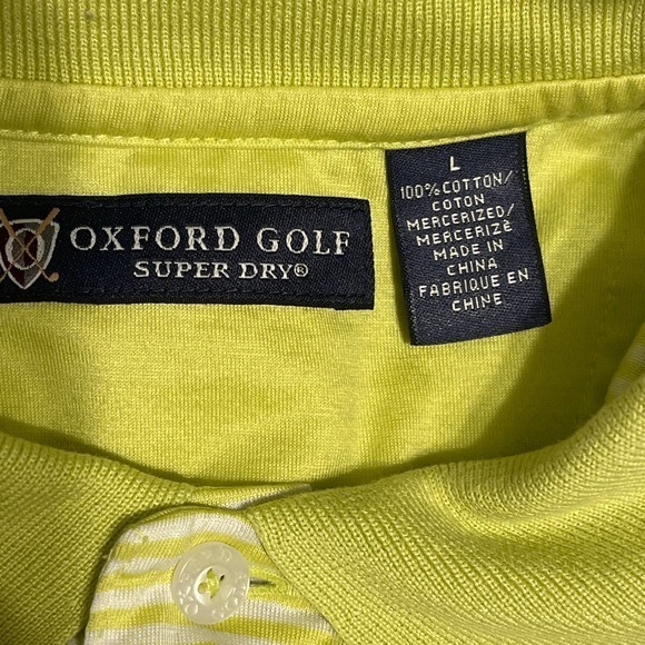 Oxford Golf Super Dry 100% Cotton Green & White Stripe Large Pre-owned - Picture 5 of 6